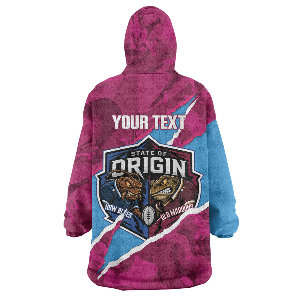 QLD Maroons and NSW Blues Personalised Wearable Blanket Hoodie Cockroaches Cane Toads Together