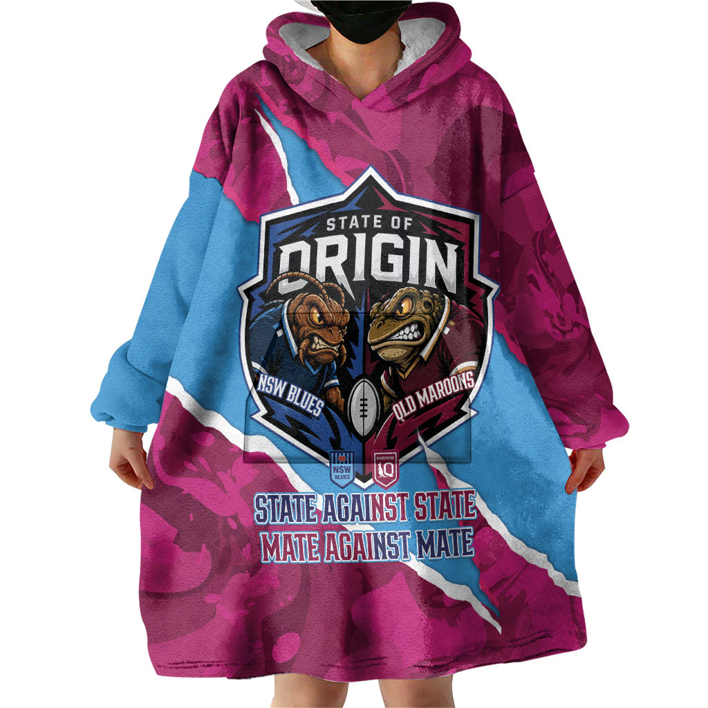 QLD Maroons and NSW Blues Personalised Wearable Blanket Hoodie Cockroaches Cane Toads Together