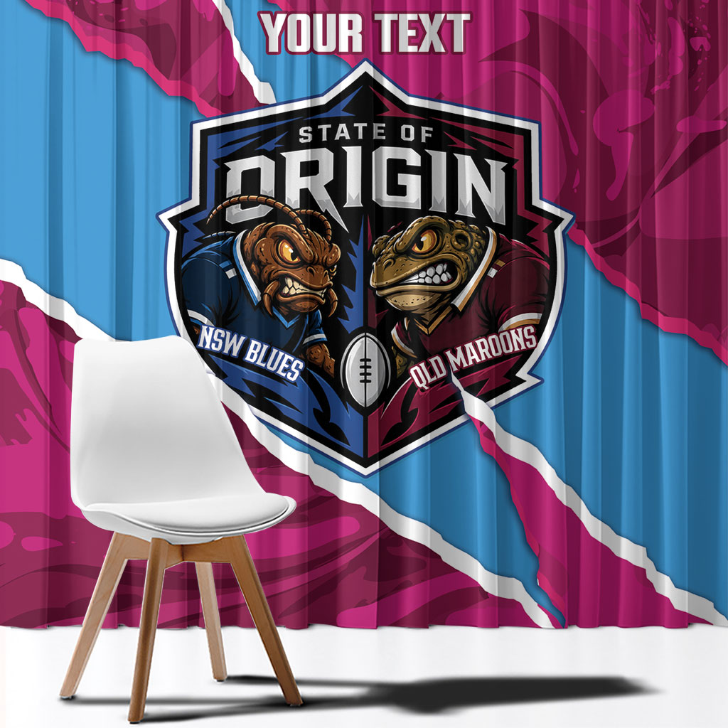 QLD Maroons and NSW Blues Personalised Window Curtain Cockroaches Cane Toads Together