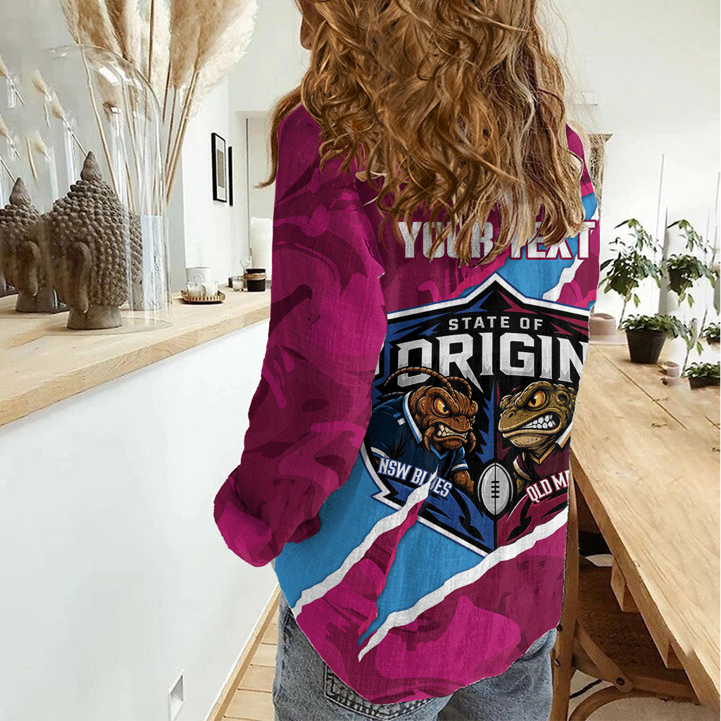 QLD Maroons and NSW Blues Personalised Women Casual Shirt Cockroaches Cane Toads Together