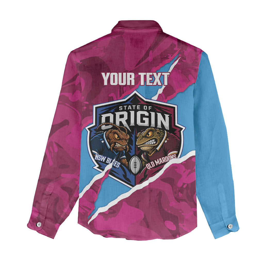 QLD Maroons and NSW Blues Personalised Women Casual Shirt Cockroaches Cane Toads Together