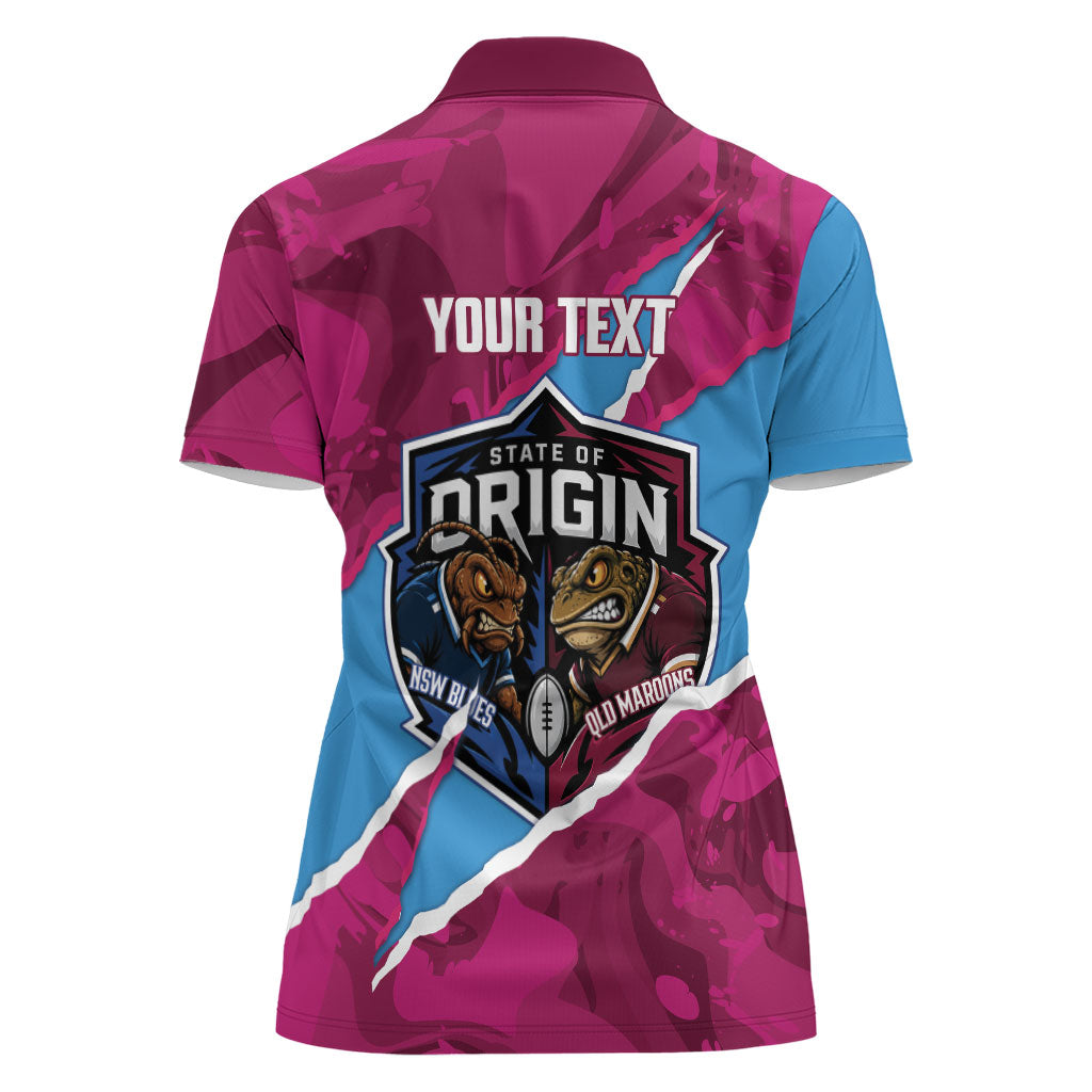 QLD Maroons and NSW Blues Personalised Women Polo Shirt Cockroaches Cane Toads Together