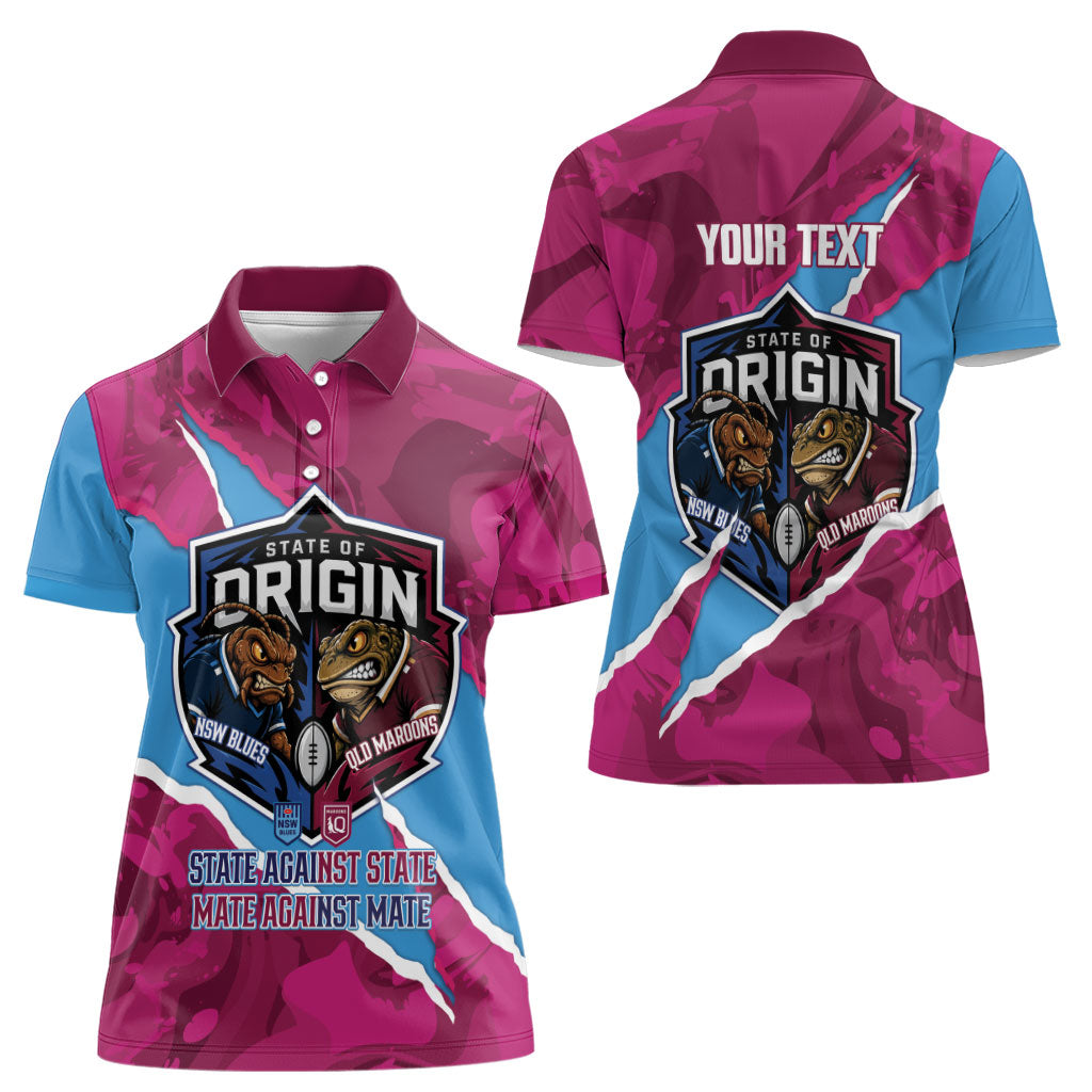 QLD Maroons and NSW Blues Personalised Women Polo Shirt Cockroaches Cane Toads Together