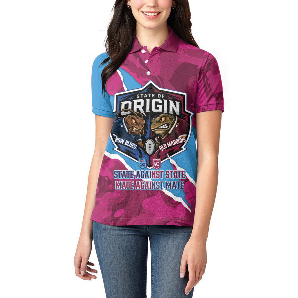 QLD Maroons and NSW Blues Personalised Women Polo Shirt Cockroaches Cane Toads Together