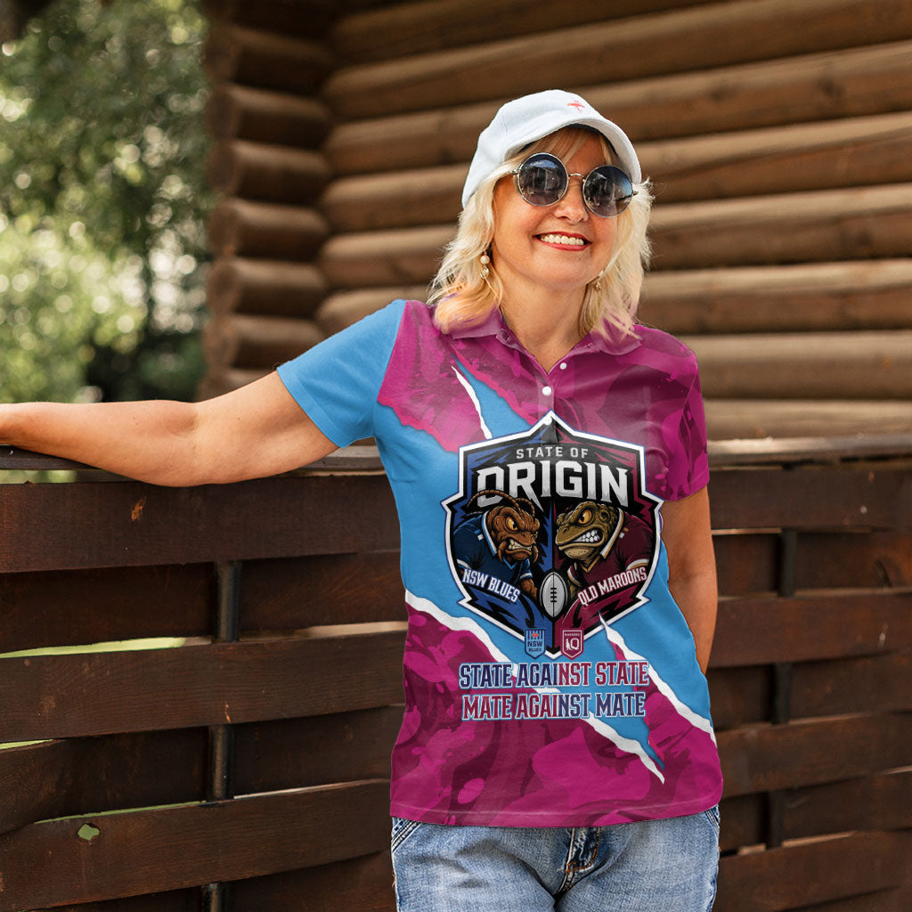 QLD Maroons and NSW Blues Personalised Women Polo Shirt Cockroaches Cane Toads Together