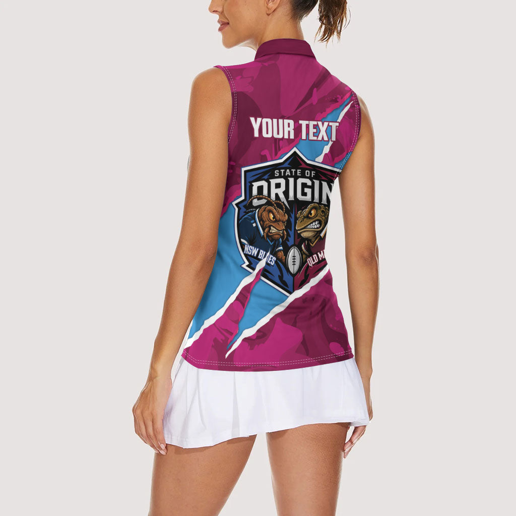 QLD Maroons and NSW Blues Personalised Women Sleeveless Polo Shirt Cockroaches Cane Toads Together
