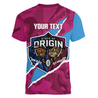 QLD Maroons and NSW Blues Personalised Women V-Neck T-Shirt Cockroaches Cane Toads Together