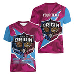 QLD Maroons and NSW Blues Personalised Women V-Neck T-Shirt Cockroaches Cane Toads Together