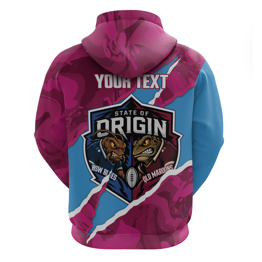 QLD Maroons and NSW Blues Personalised Zip Hoodie Cockroaches Cane Toads Together