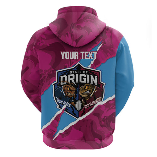 QLD Maroons and NSW Blues Personalised Zip Hoodie Cockroaches Cane Toads Together