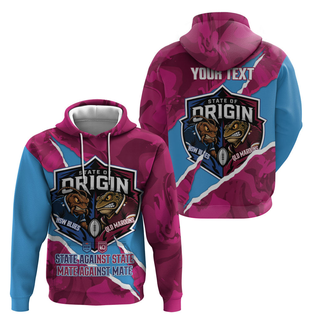 QLD Maroons and NSW Blues Personalised Zip Hoodie Cockroaches Cane Toads Together