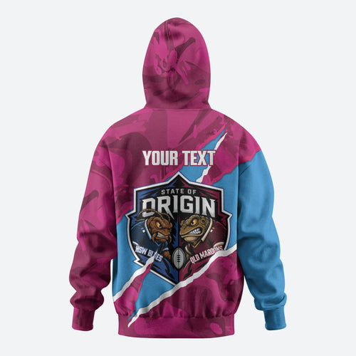 QLD Maroons and NSW Blues Personalised Zip Hoodie Cockroaches Cane Toads Together