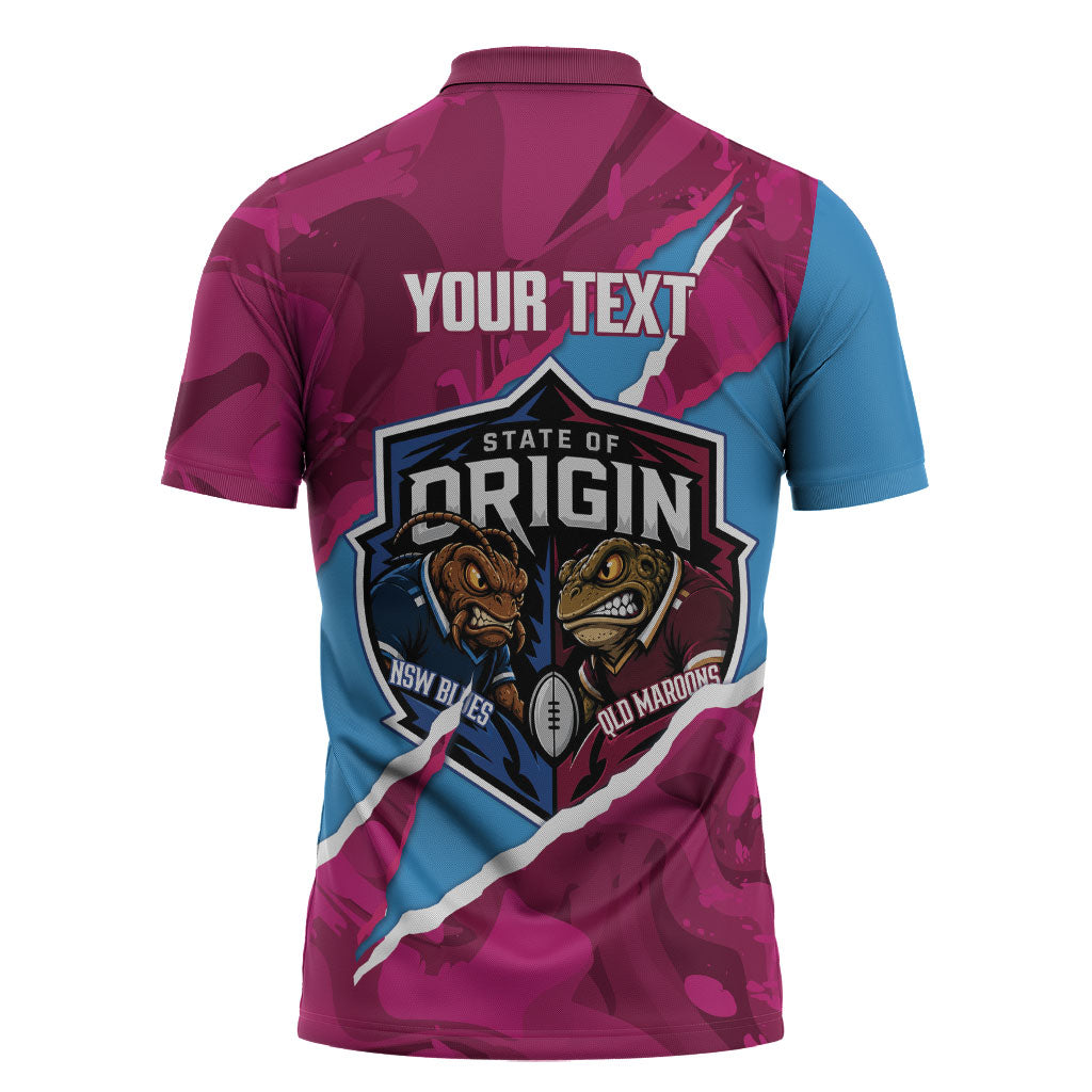 QLD Maroons and NSW Blues Personalised Zipper Polo Shirt Cockroaches Cane Toads Together
