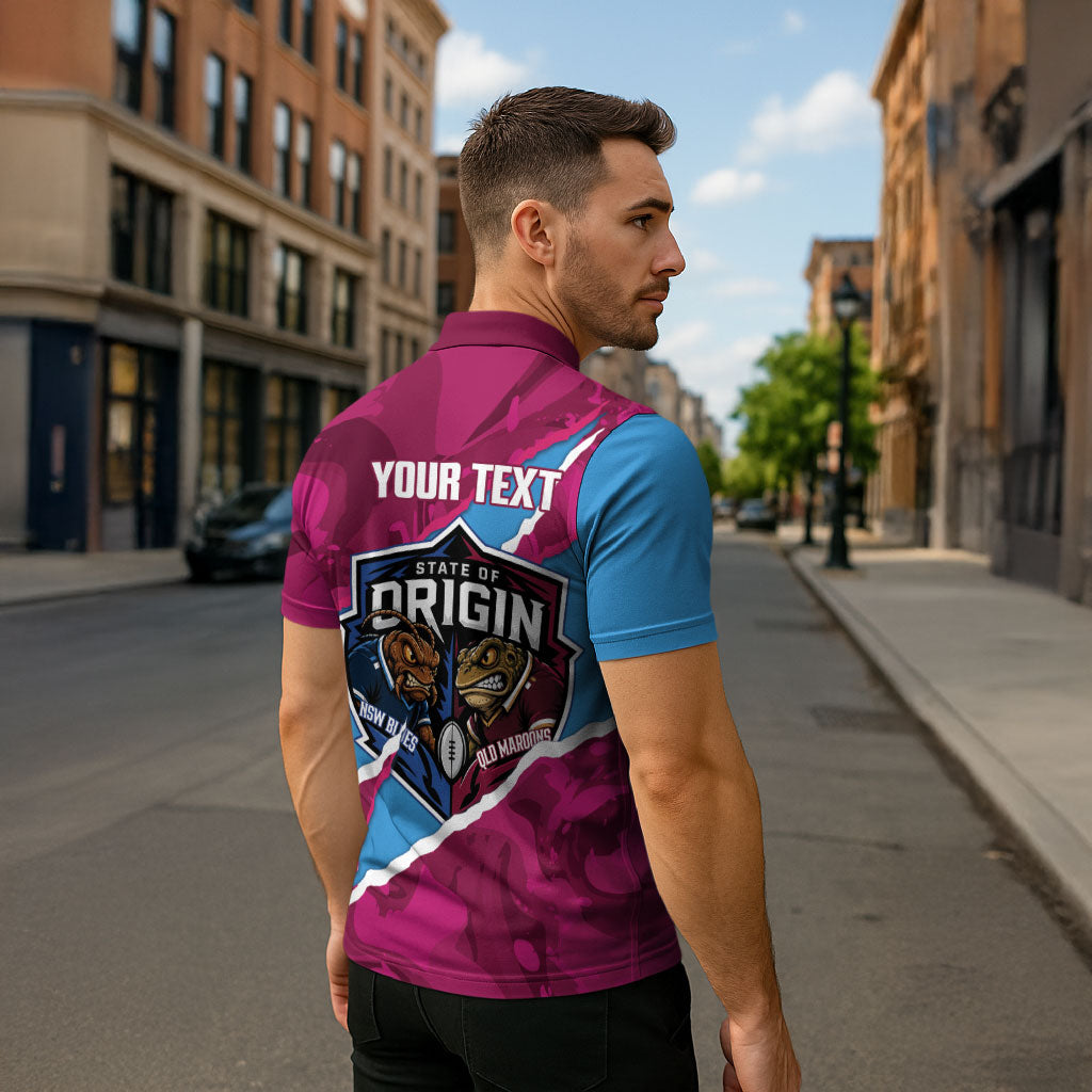 QLD Maroons and NSW Blues Personalised Zipper Polo Shirt Cockroaches Cane Toads Together