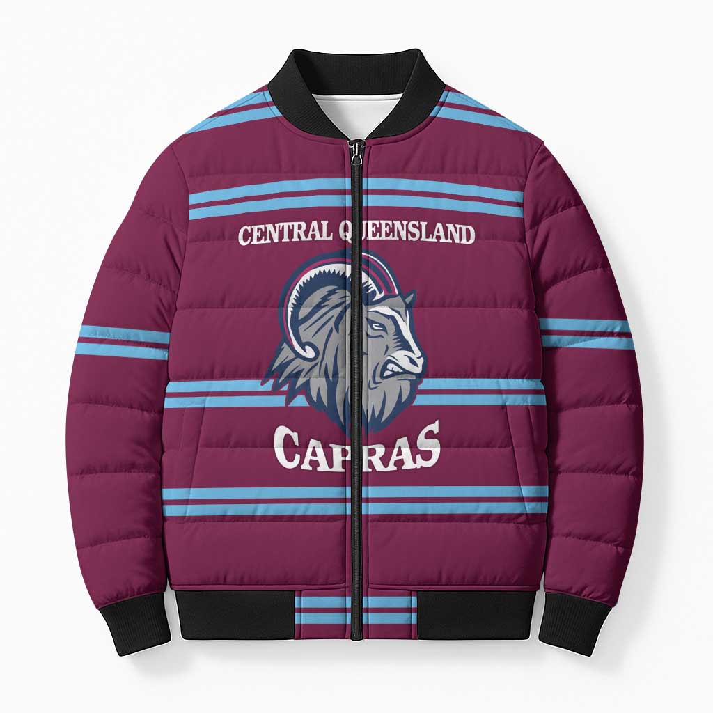 Central Queensland Rugby Custom Bomber Puffer Jacket Go Capras Sporty Style - Aussie Hoodie