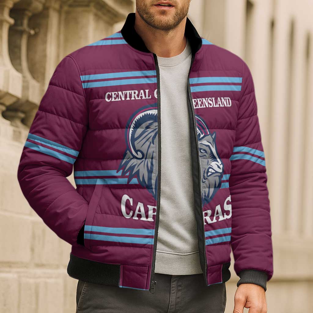 Central Queensland Rugby Custom Bomber Puffer Jacket Go Capras Sporty Style - Aussie Hoodie