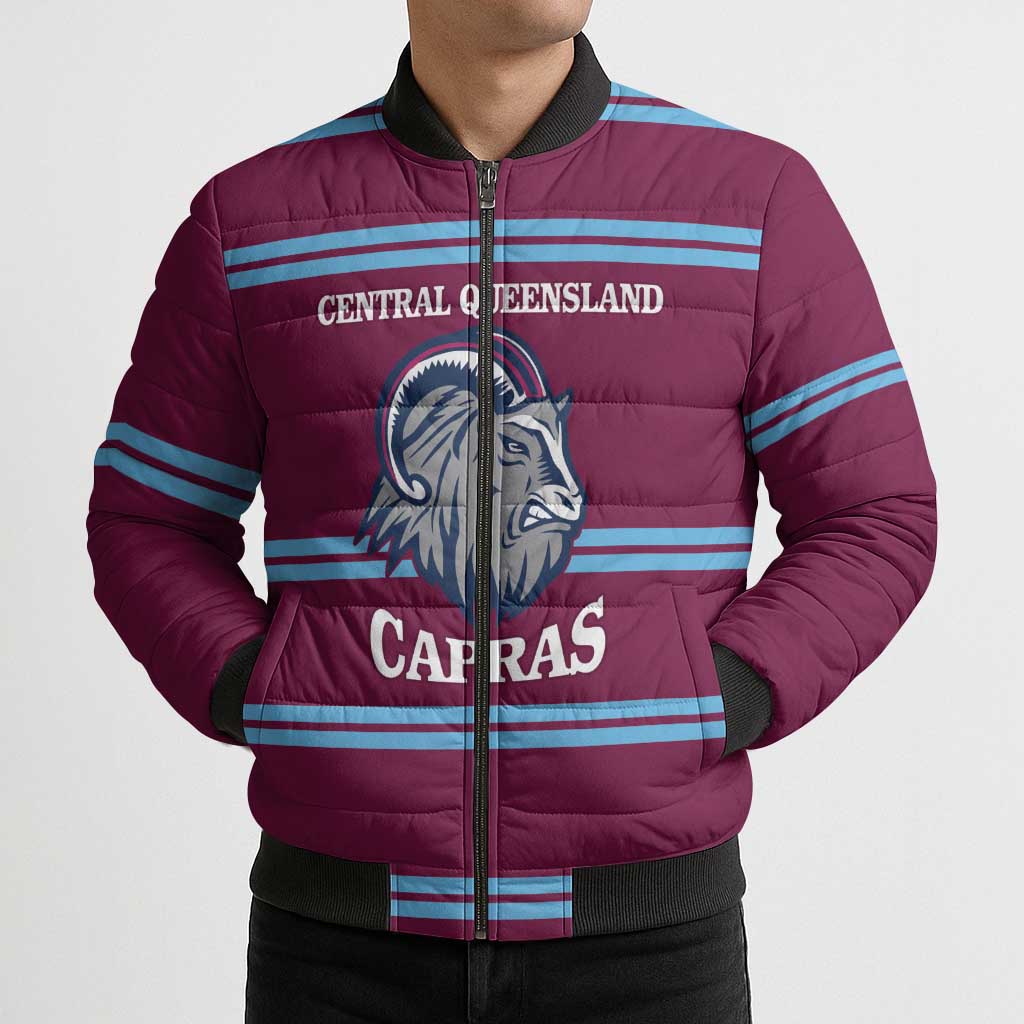 Central Queensland Rugby Custom Bomber Puffer Jacket Go Capras Sporty Style - Aussie Hoodie