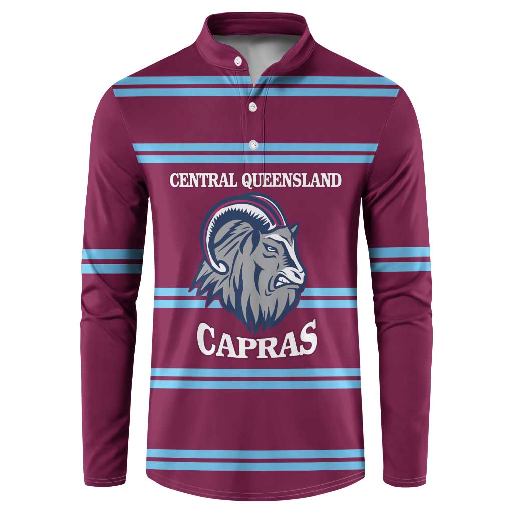 Central Queensland Rugby Custom Button Sweatshirt Go Capras Sporty Style - Aussie Hoodie