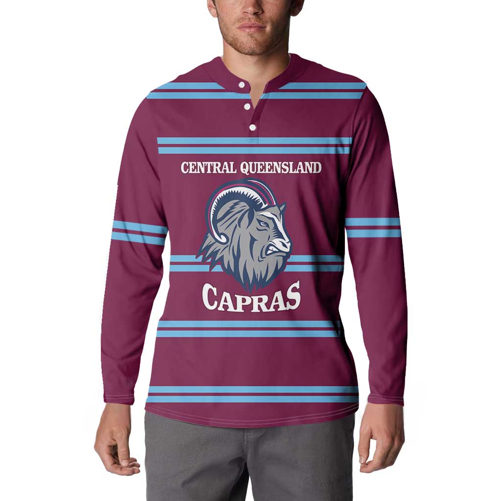 Central Queensland Rugby Custom Button Sweatshirt Go Capras Sporty Style - Aussie Hoodie