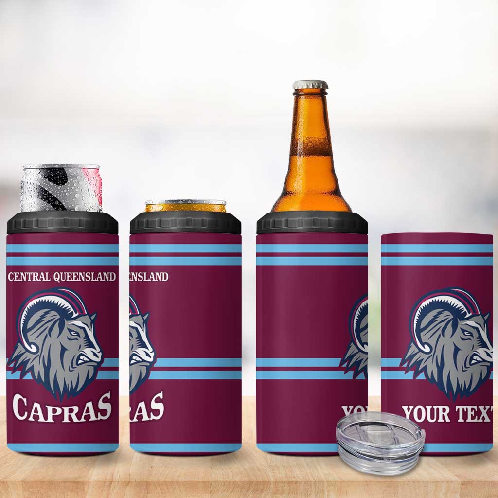 Central Queensland Rugby Custom 4 in 1 Can Cooler Tumbler Go Capras Sporty Style - Aussie Hoodie