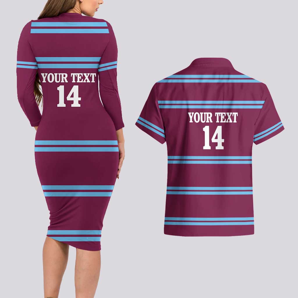 Central Queensland Rugby Custom Couples Matching Long Sleeve Bodycon Dress and Hawaiian Shirt Go Capras Sporty Style - Aussie Hoodie