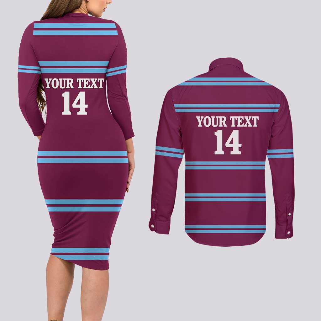 Central Queensland Rugby Custom Couples Matching Long Sleeve Bodycon Dress and Long Sleeve Button Shirt Go Capras Sporty Style - Aussie Hoodie