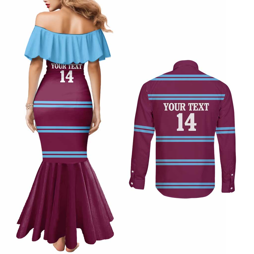 Central Queensland Rugby Custom Couples Matching Mermaid Dress and Long Sleeve Button Shirt Go Capras Sporty Style - Aussie Hoodie