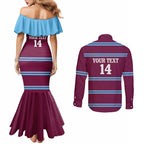 Central Queensland Rugby Custom Couples Matching Mermaid Dress and Long Sleeve Button Shirt Go Capras Sporty Style - Aussie Hoodie
