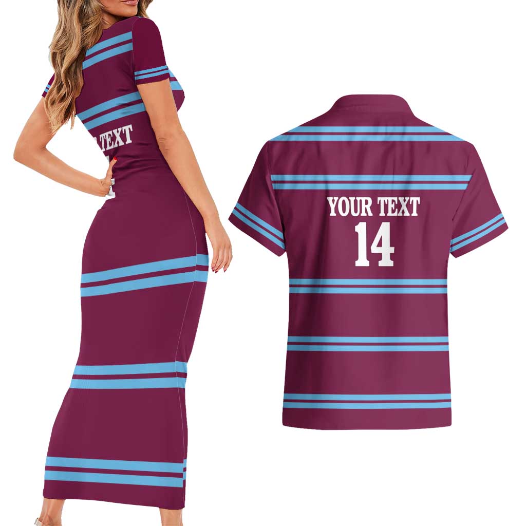 Central Queensland Rugby Custom Couples Matching Short Sleeve Bodycon Dress and Hawaiian Shirt Go Capras Sporty Style - Aussie Hoodie