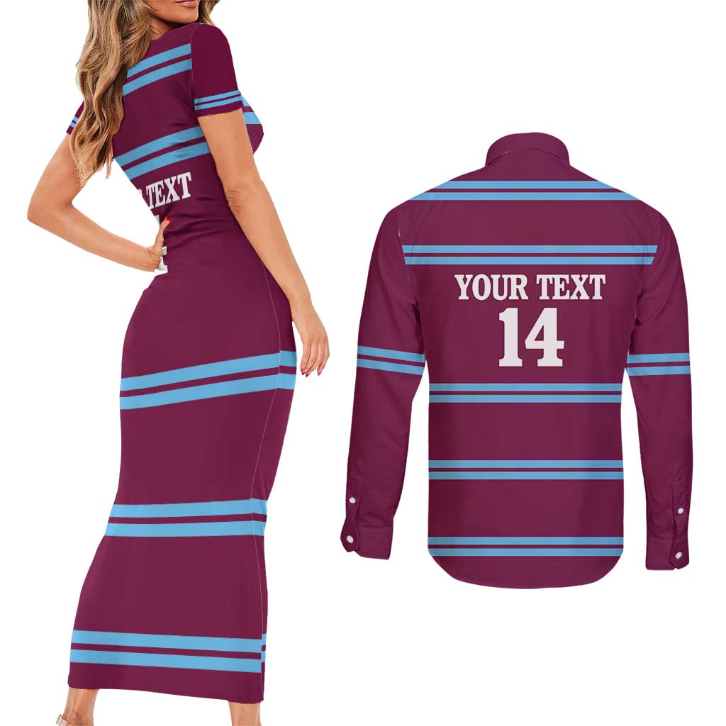 Central Queensland Rugby Custom Couples Matching Short Sleeve Bodycon Dress and Long Sleeve Button Shirt Go Capras Sporty Style - Aussie Hoodie