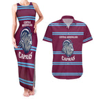 Central Queensland Rugby Custom Couples Matching Tank Maxi Dress and Hawaiian Shirt Go Capras Sporty Style - Aussie Hoodie