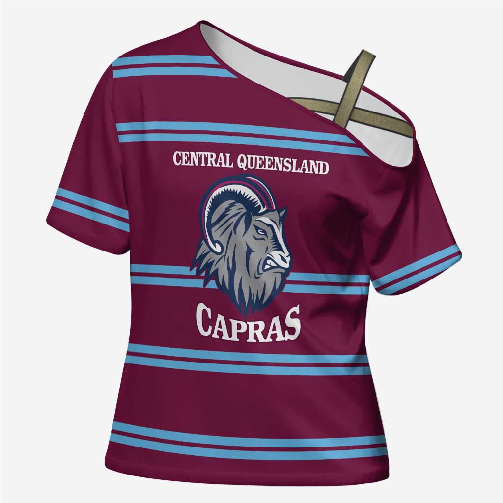 Central Queensland Rugby Custom Cross Shoulder Shirt Go Capras Sporty Style - Aussie Hoodie
