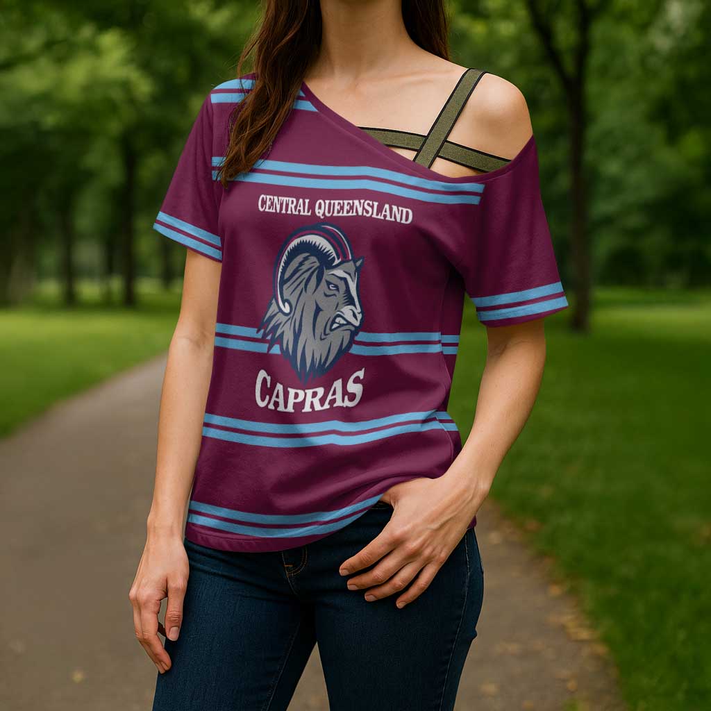 Central Queensland Rugby Custom Cross Shoulder Shirt Go Capras Sporty Style - Aussie Hoodie