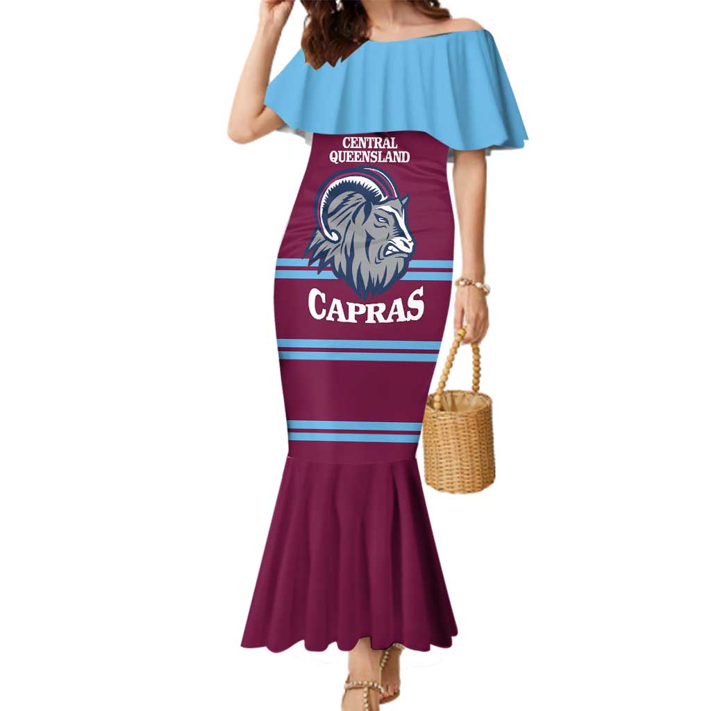 Central Queensland Rugby Custom Family Matching Mermaid Dress and Hawaiian Shirt Go Capras Sporty Style - Aussie Hoodie