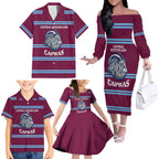 Central Queensland Rugby Custom Family Matching Off The Shoulder Long Sleeve Dress and Hawaiian Shirt Go Capras Sporty Style - Aussie Hoodie