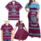 Central Queensland Rugby Custom Family Matching Off Shoulder Maxi Dress and Hawaiian Shirt Go Capras Sporty Style - Aussie Hoodie