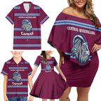 Central Queensland Rugby Custom Family Matching Off Shoulder Short Dress and Hawaiian Shirt Go Capras Sporty Style - Aussie Hoodie