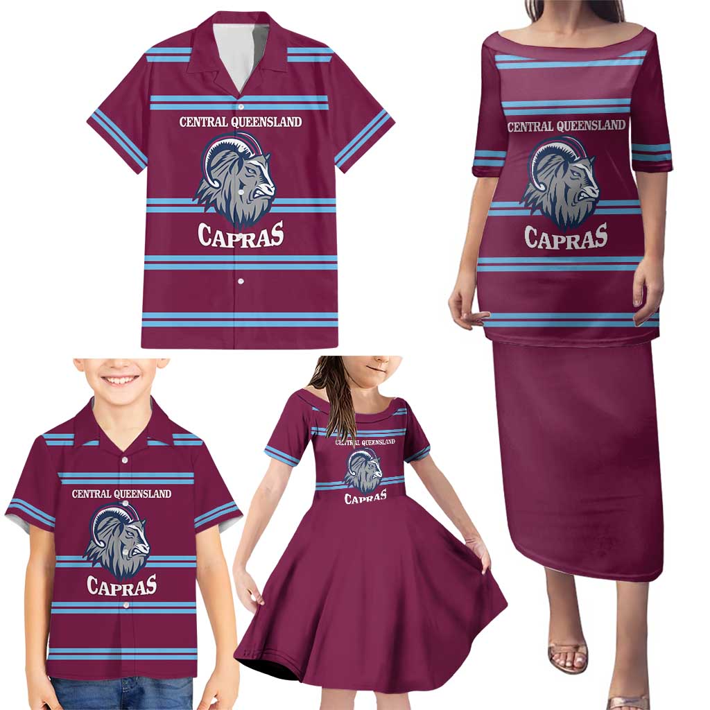 Central Queensland Rugby Custom Family Matching Puletasi and Hawaiian Shirt Go Capras Sporty Style - Aussie Hoodie