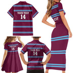 Central Queensland Rugby Custom Family Matching Short Sleeve Bodycon Dress and Hawaiian Shirt Go Capras Sporty Style - Aussie Hoodie