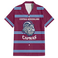 Central Queensland Rugby Custom Family Matching Short Sleeve Bodycon Dress and Hawaiian Shirt Go Capras Sporty Style - Aussie Hoodie