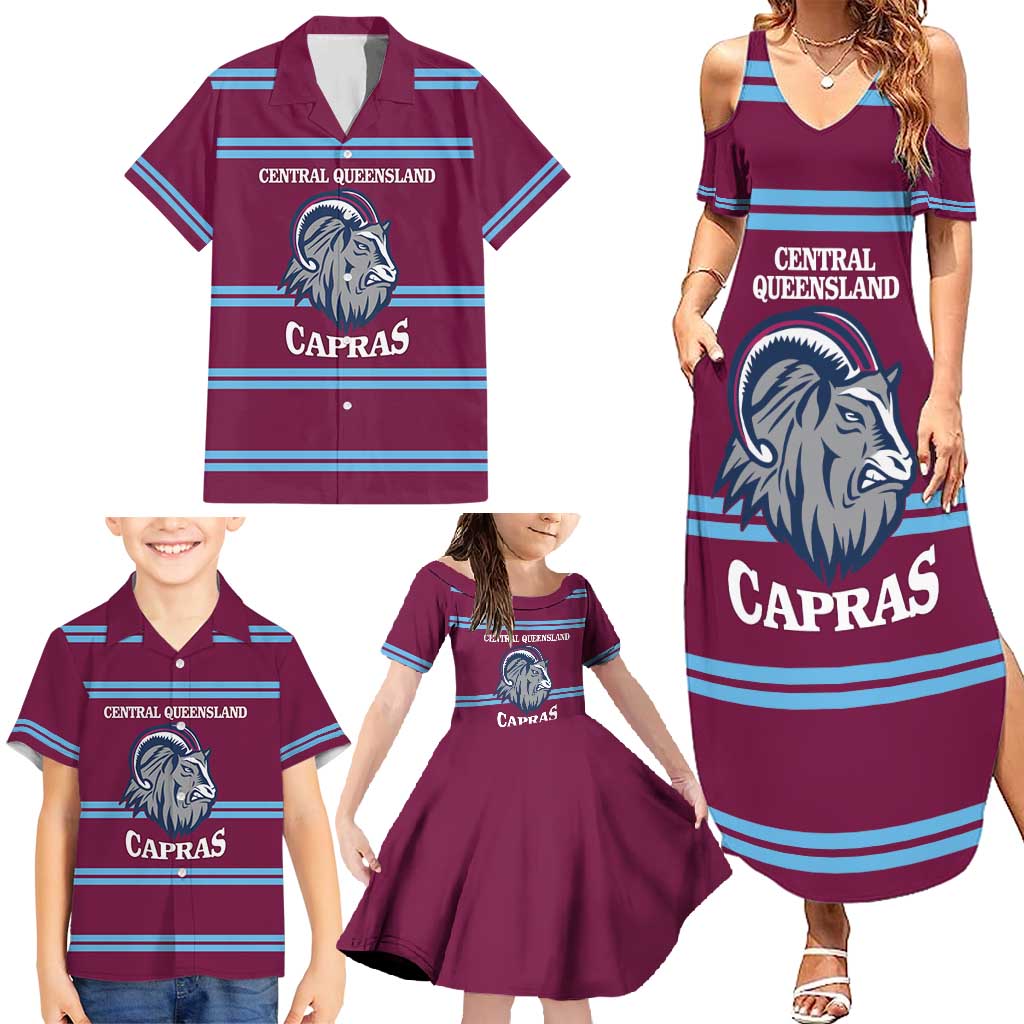 Central Queensland Rugby Custom Family Matching Summer Maxi Dress and Hawaiian Shirt Go Capras Sporty Style - Aussie Hoodie