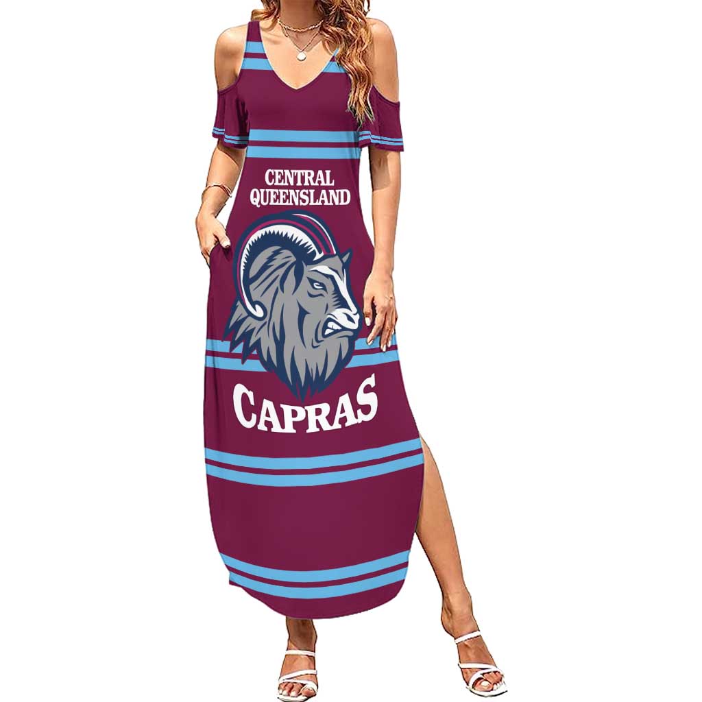 Central Queensland Rugby Custom Family Matching Summer Maxi Dress and Hawaiian Shirt Go Capras Sporty Style - Aussie Hoodie