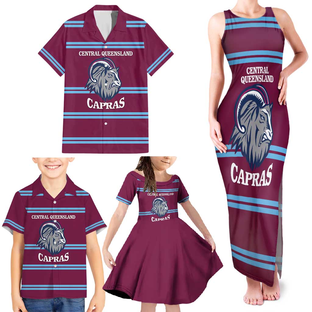 Central Queensland Rugby Custom Family Matching Tank Maxi Dress and Hawaiian Shirt Go Capras Sporty Style - Aussie Hoodie