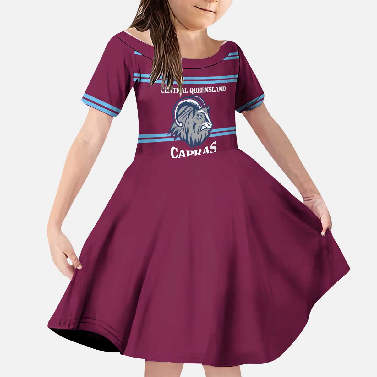 Central Queensland Rugby Custom Kid Short Sleeve Dress Go Capras Sporty Style - Aussie Hoodie