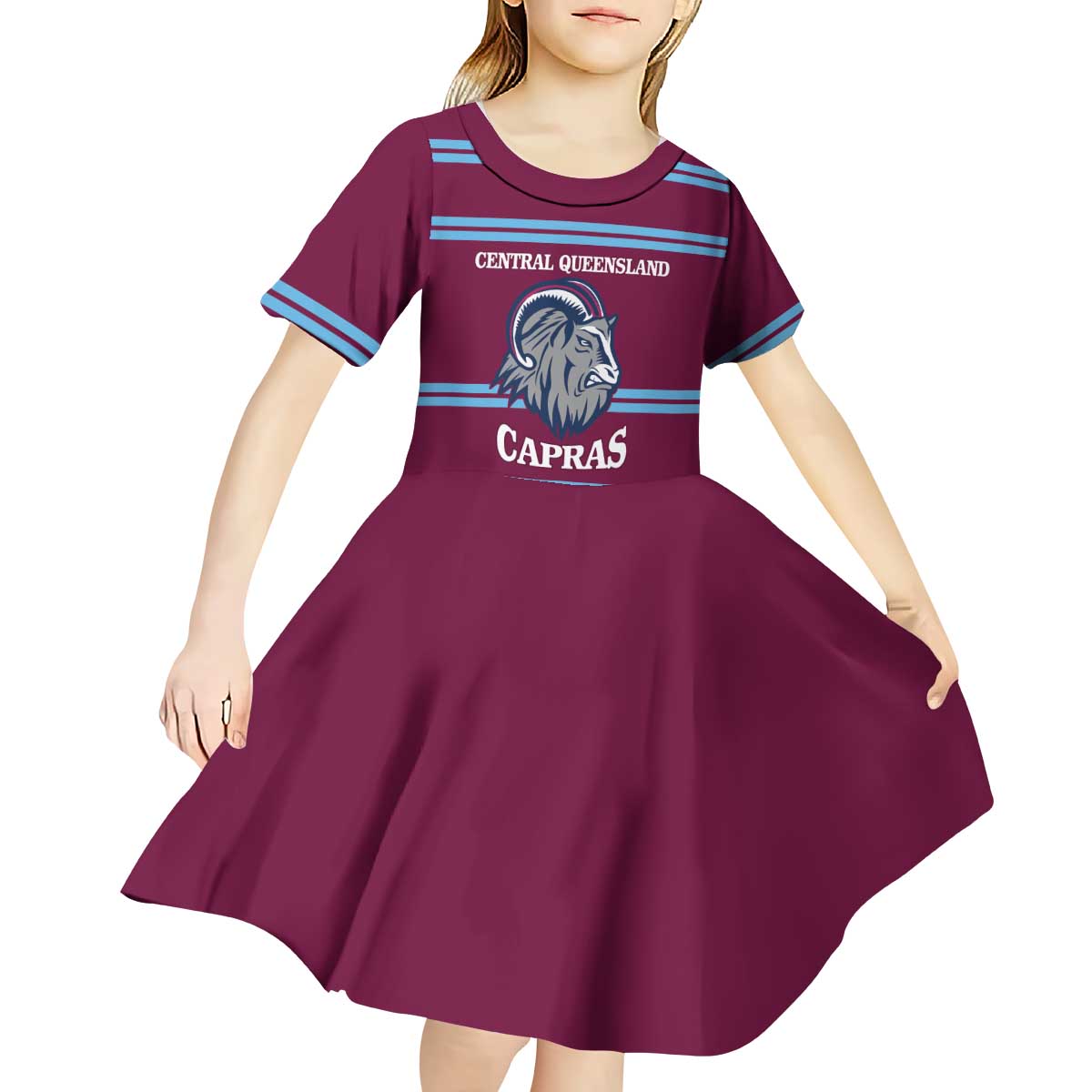 Central Queensland Rugby Custom Kid Short Sleeve Dress Go Capras Sporty Style - Aussie Hoodie