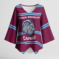 Central Queensland Rugby Custom Kimono Sleeve Blouse Go Capras Sporty Style - Aussie Hoodie