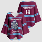 Central Queensland Rugby Custom Kimono Sleeve Blouse Go Capras Sporty Style - Aussie Hoodie