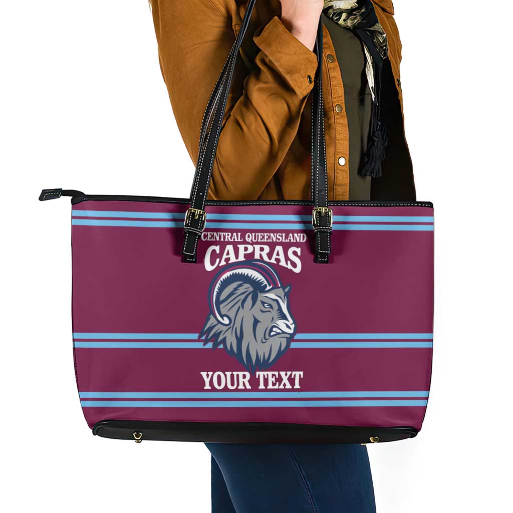 Central Queensland Rugby Custom Leather Tote Bag Go Capras Sporty Style - Aussie Hoodie
