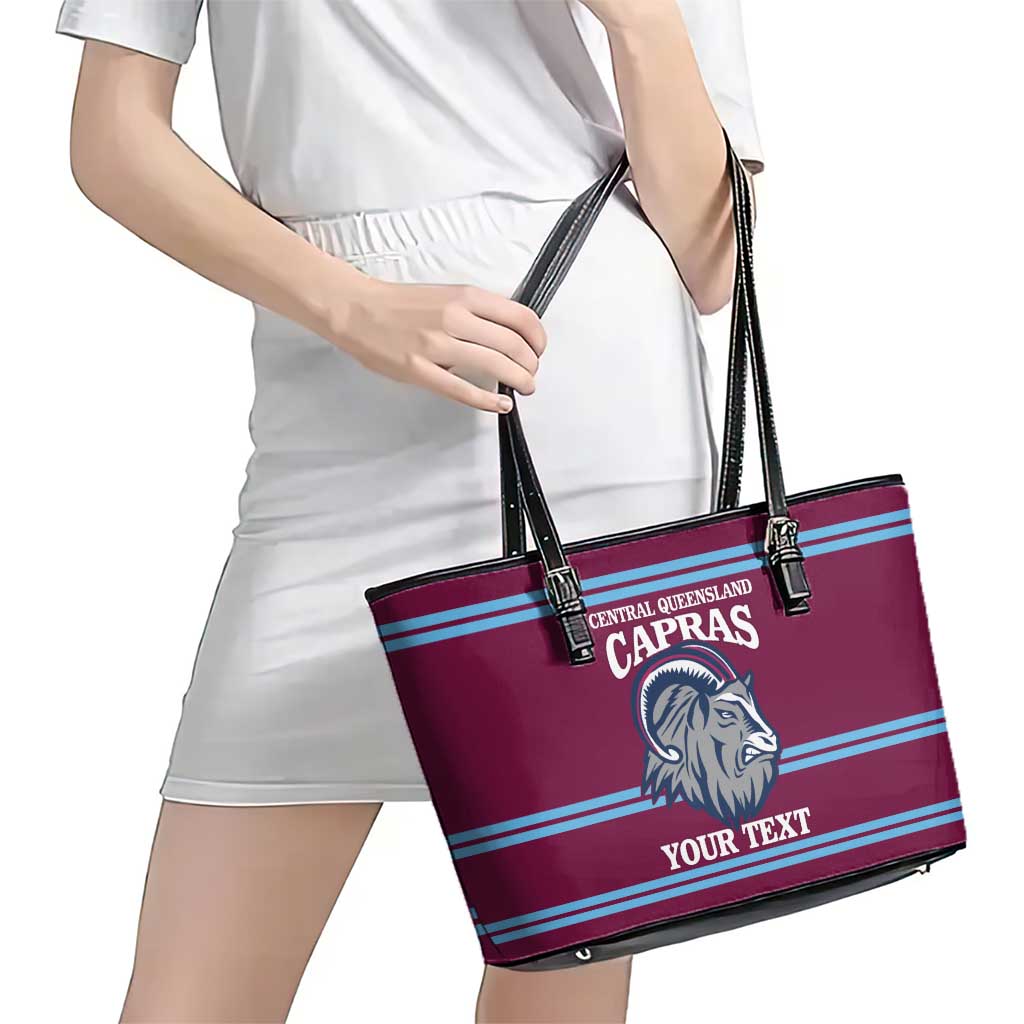 Central Queensland Rugby Custom Leather Tote Bag Go Capras Sporty Style - Aussie Hoodie