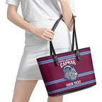 Central Queensland Rugby Custom Leather Tote Bag Go Capras Sporty Style - Aussie Hoodie